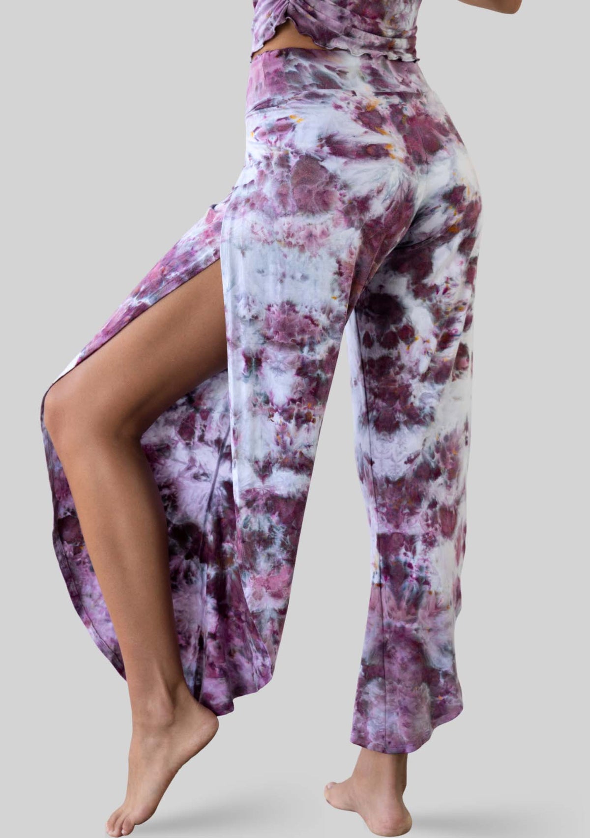 Jala Bhakti Pant in Fig - model photo. [label] Amelia is 5'9" XS