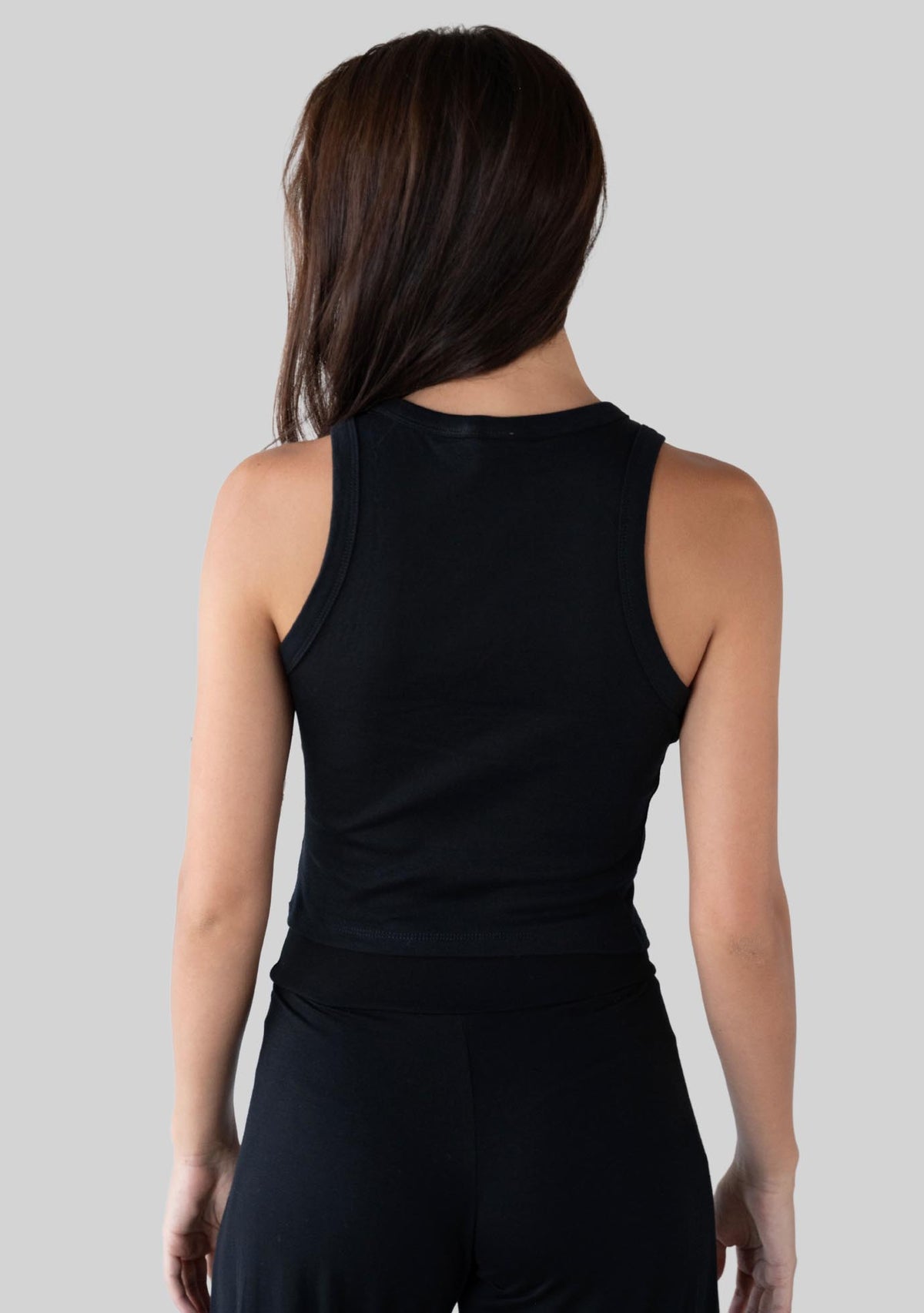 Jala Bliss Rib Tank in Black - back view