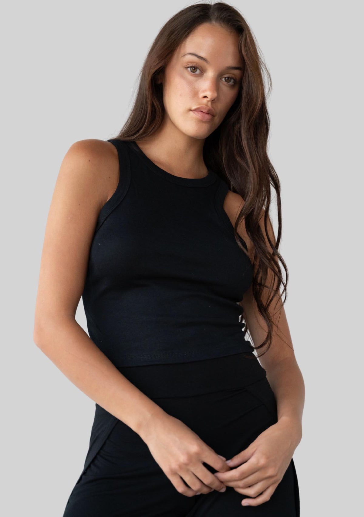 Jala Bliss Rib Tank in Black - side view