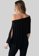 Jala Unwind Poncho in Black - detail view