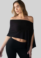 Jala Unwind Poncho in Black - poncho style. [label] Poncho