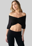 Jala Unwind Poncho in Black - off the shoulder style. [label] Off The Shoulder