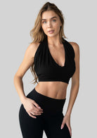 Jala Unwind Poncho in Black - halter style. [label] Halter
