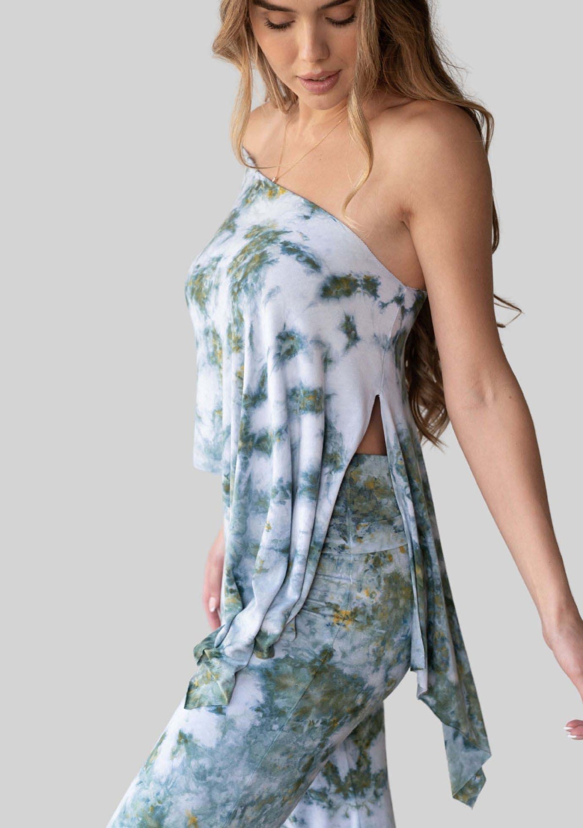 Jala Unwind Poncho in Seaweed - one shoulder style, alternate view